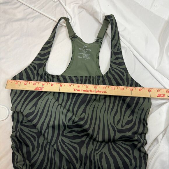 Ruby Ribbon Square Neck Sport Tank 40 Racerback Shelf Bra Style 1748 Olive - Picture 8 of 10